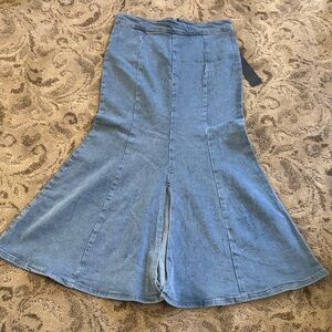 Blue Denim Flared Skirt